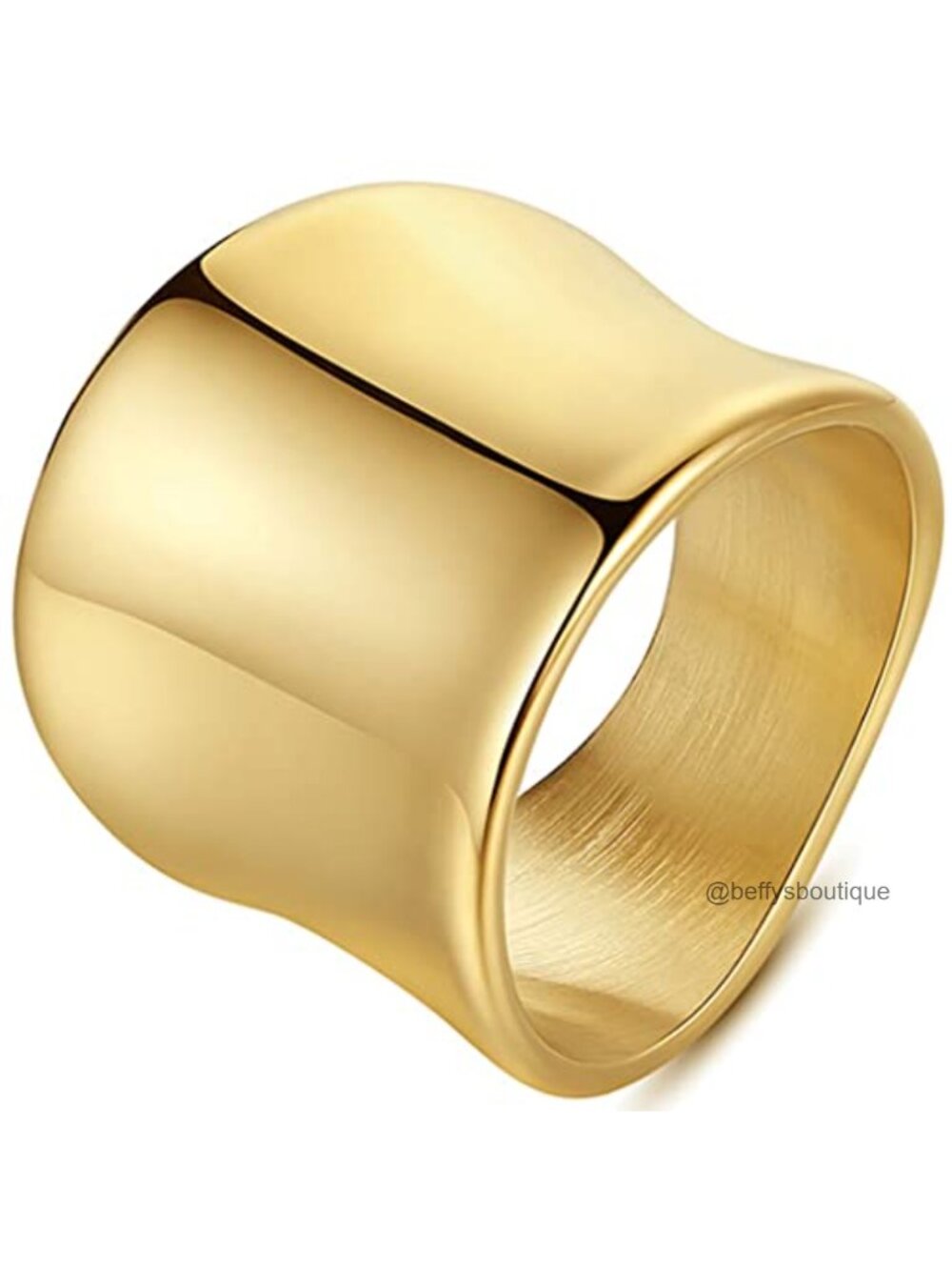 20mm Chunky Wide Stainless Steel Wedding Band Statement Ring